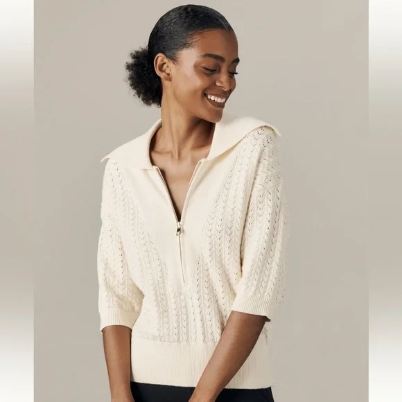 Varley Arney Half Zip Polo in Egret size small S - Picture 8 of 8